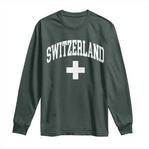 Switzerland Flag Vintage Long Sleeve Shirt Swiss Retro Vintage