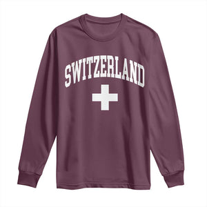 Switzerland Flag Vintage Long Sleeve Shirt Swiss Retro Vintage