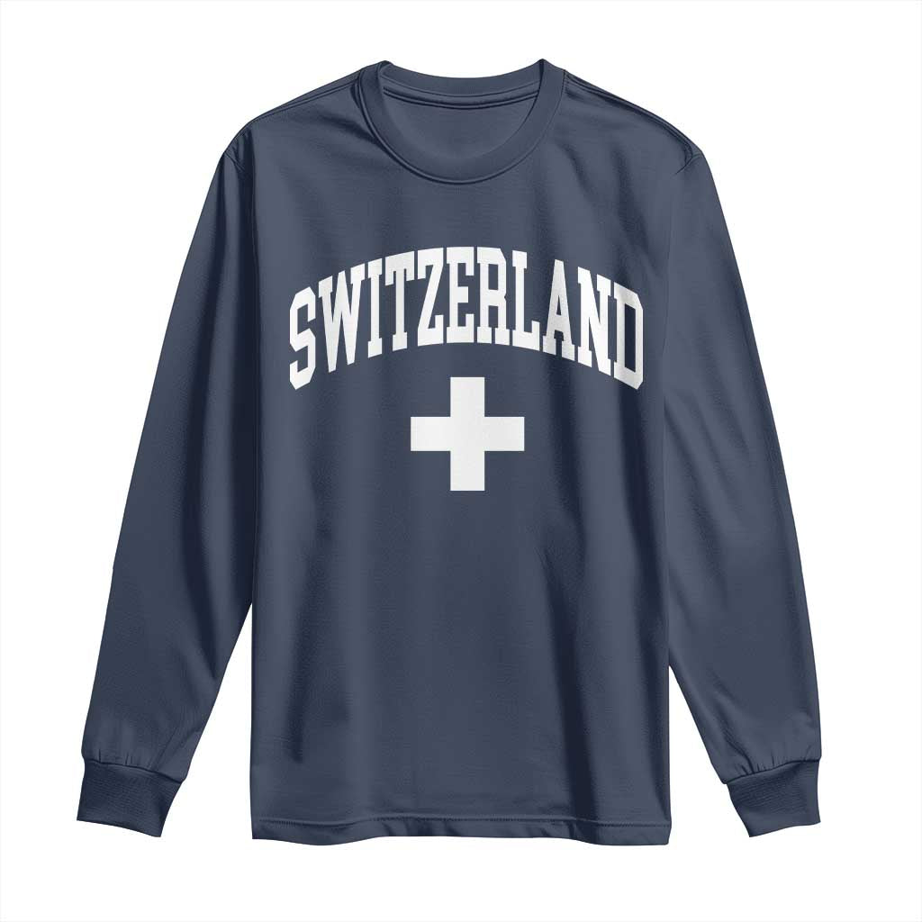 Switzerland Flag Vintage Long Sleeve Shirt Swiss Retro Vintage