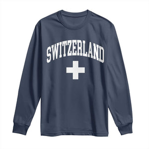 Switzerland Flag Vintage Long Sleeve Shirt Swiss Retro Vintage
