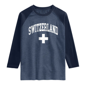 Switzerland Flag Vintage Raglan Shirt Swiss Retro Vintage