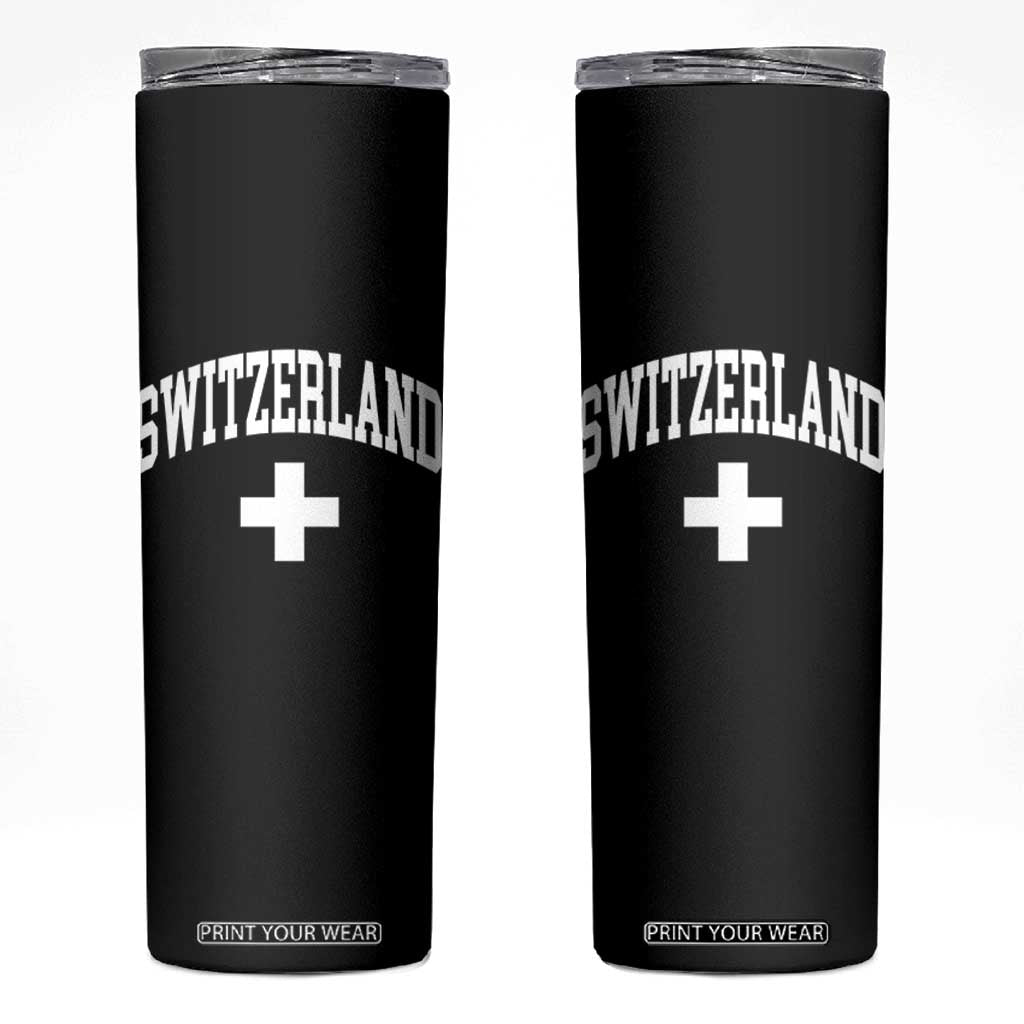 Switzerland Flag Vintage Skinny Tumbler Swiss Retro Vintage TS10 Black Print Your Wear