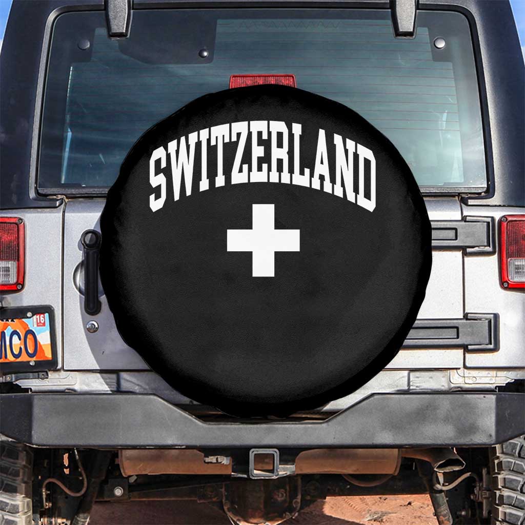 Switzerland Flag Vintage Spare Tire Cover Swiss Retro Vintage TS10 No hole Black Print Your Wear