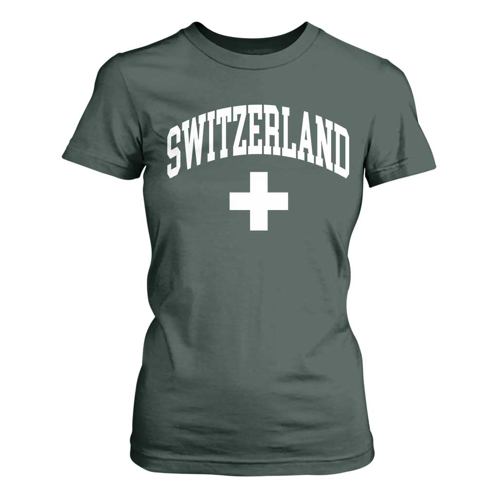 Switzerland Flag Vintage T Shirt For Women Swiss Retro Vintage