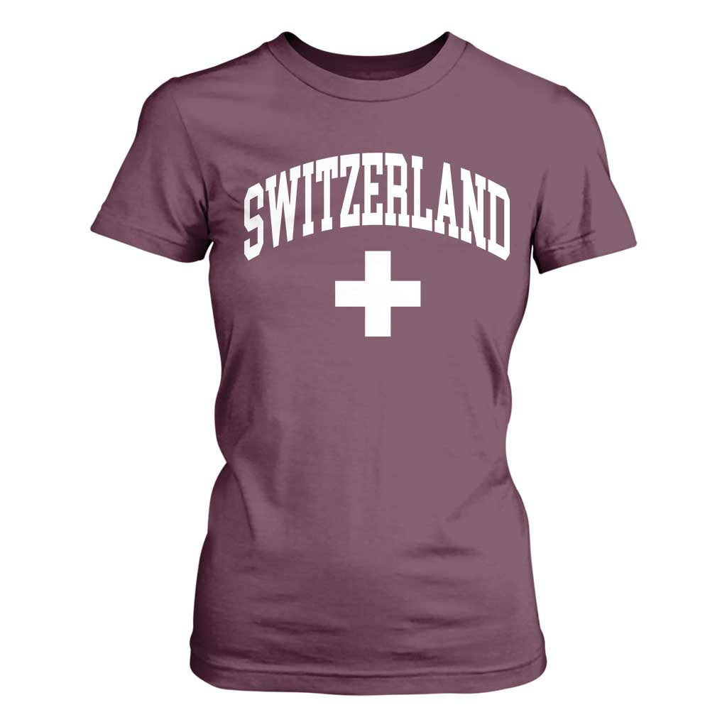Switzerland Flag Vintage T Shirt For Women Swiss Retro Vintage