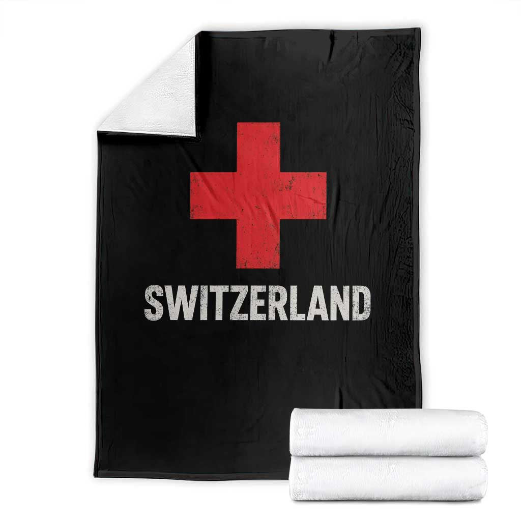 Vintage Retro Switzerland Fan Throw Blanket Swiss Cross Flag TS10 Black Print Your Wear