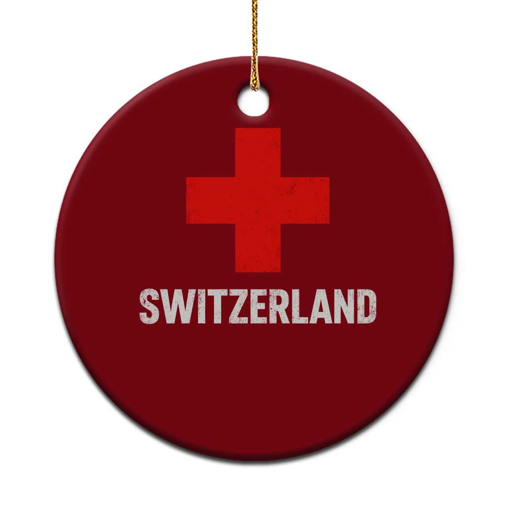 Vintage Retro Switzerland Fan Ceramic Ornament Swiss Cross Flag