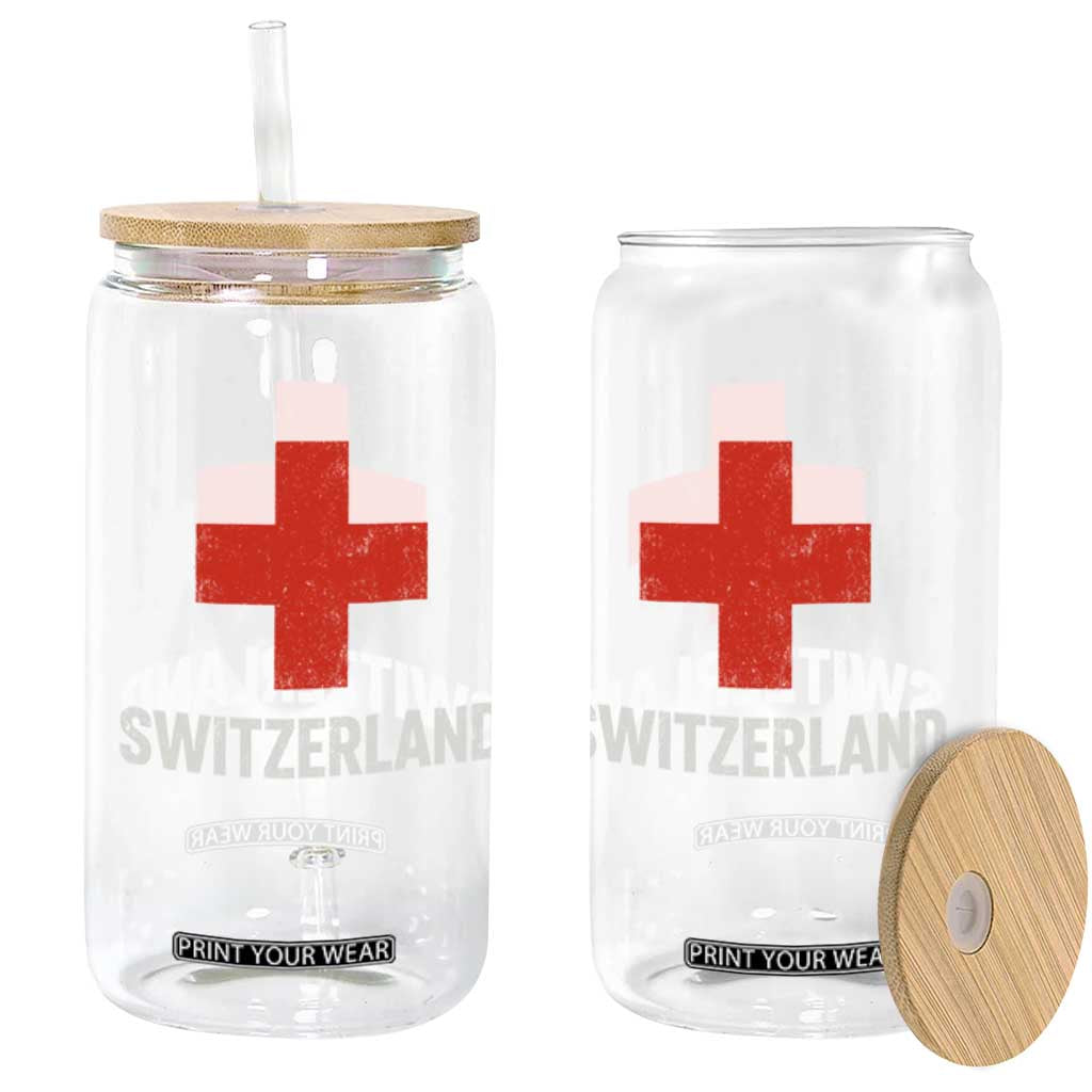 Vintage Retro Switzerland Fan Glass Can Swiss Cross Flag TS10 Print Your Wear