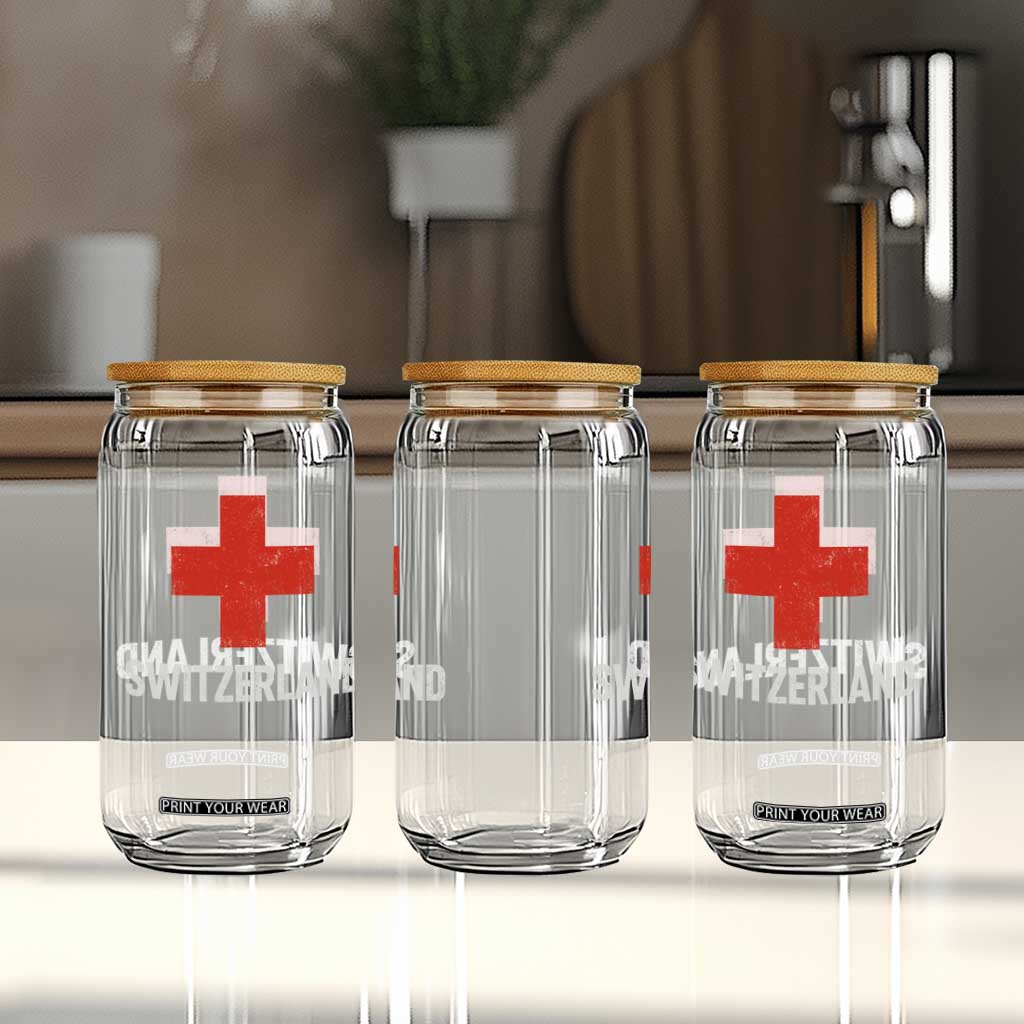 Vintage Retro Switzerland Fan Glass Can Swiss Cross Flag TS10 Print Your Wear