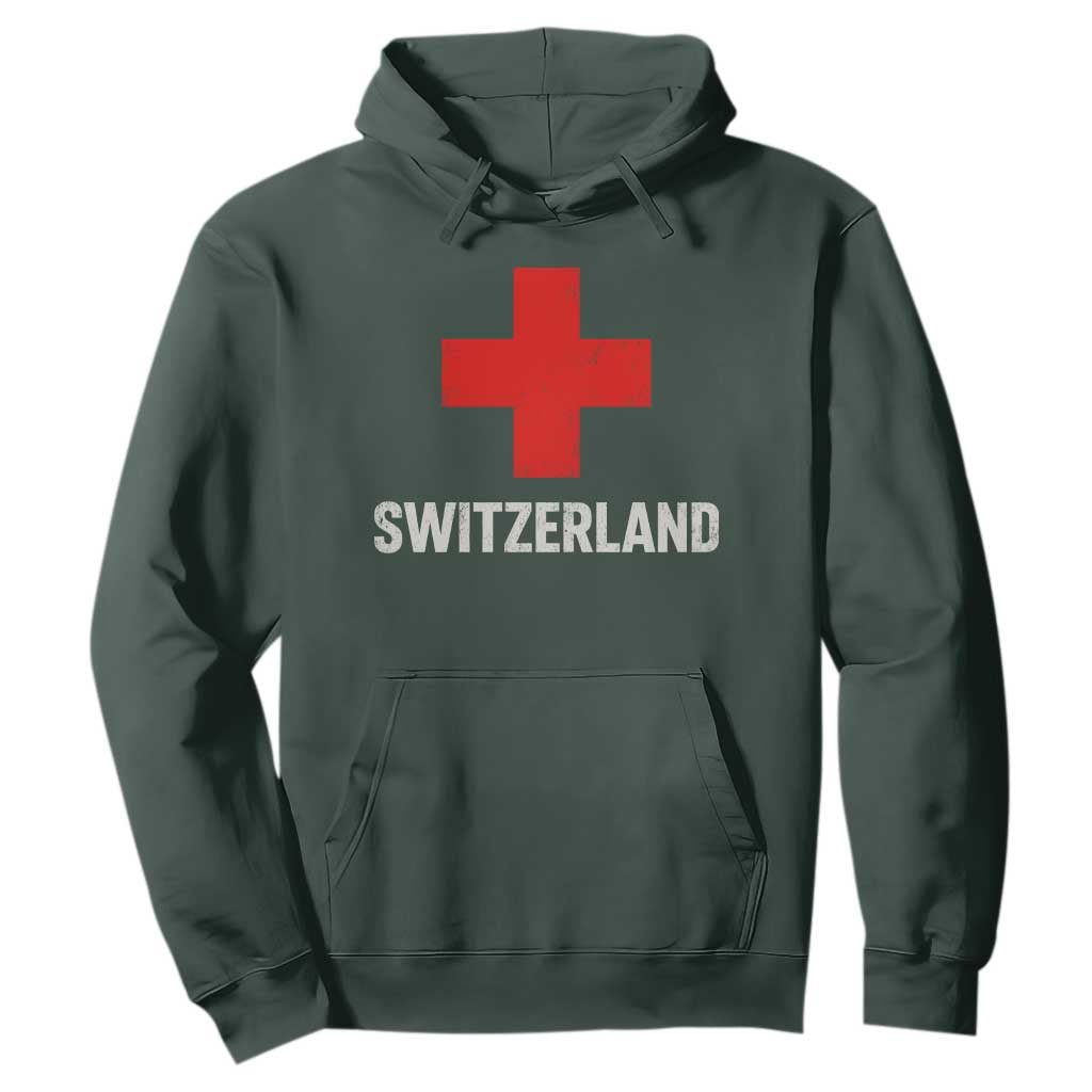 Vintage Retro Switzerland Fan Hoodie Swiss Cross Flag