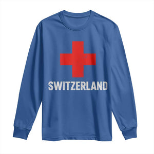 Vintage Retro Switzerland Fan Long Sleeve Shirt Swiss Cross Flag