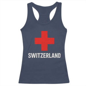 Vintage Retro Switzerland Fan Racerback Tank Top Swiss Cross Flag