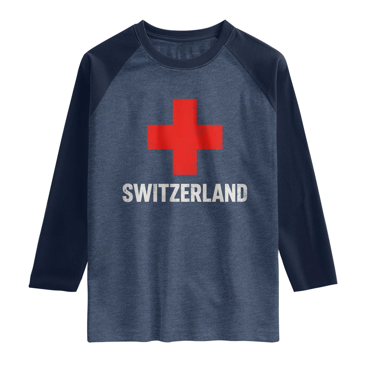 Vintage Retro Switzerland Fan Raglan Shirt Swiss Cross Flag