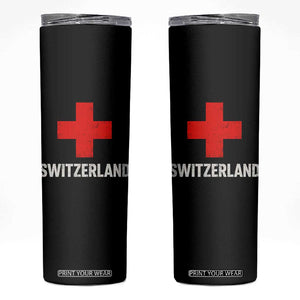 Vintage Retro Switzerland Fan Skinny Tumbler Swiss Cross Flag TS10 Black Print Your Wear