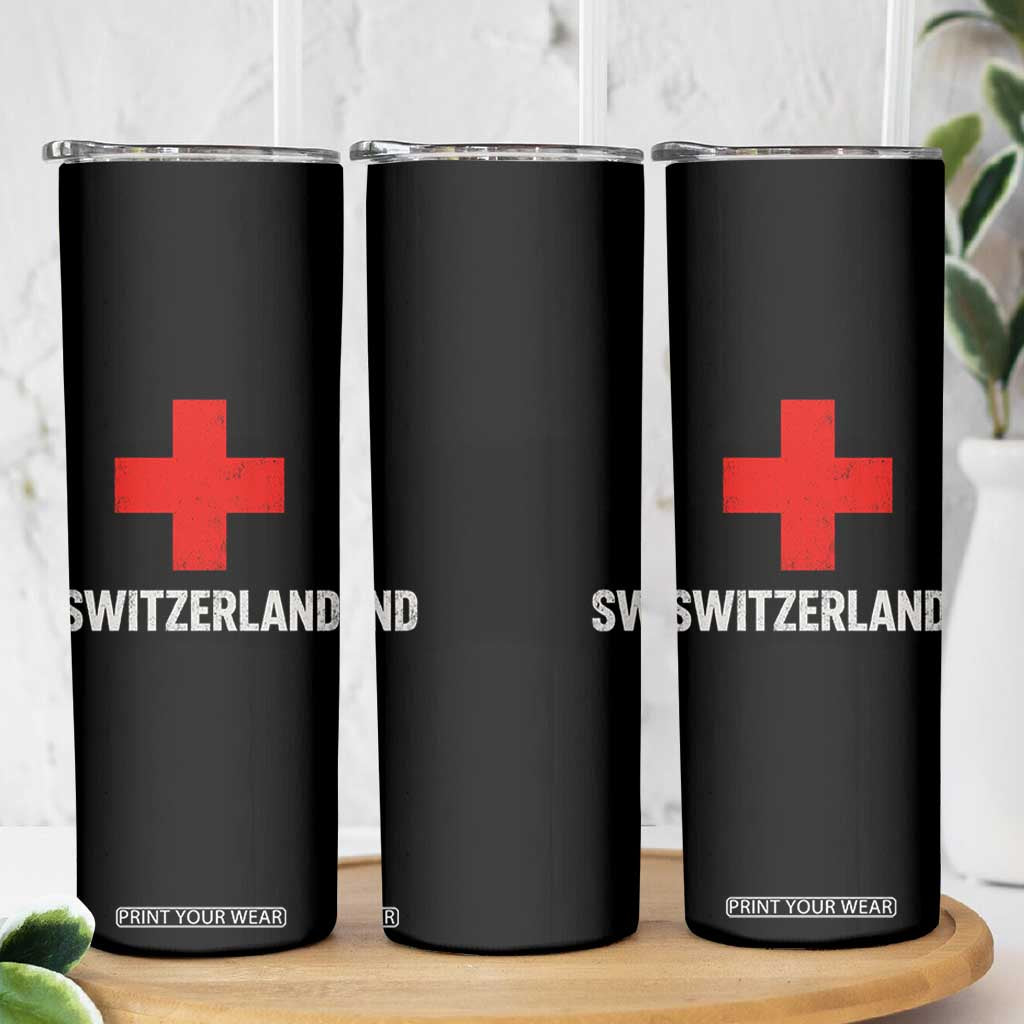 Vintage Retro Switzerland Fan Skinny Tumbler Swiss Cross Flag TS10 Print Your Wear