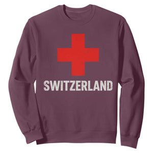 Vintage Retro Switzerland Fan Sweatshirt Swiss Cross Flag