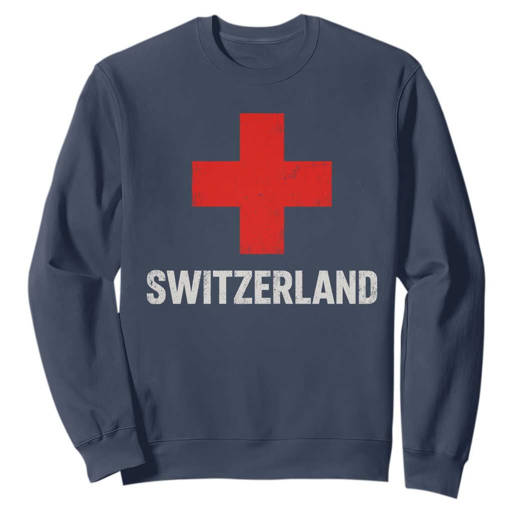 Vintage Retro Switzerland Fan Sweatshirt Swiss Cross Flag