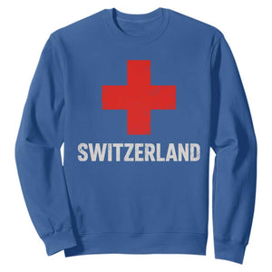 Vintage Retro Switzerland Fan Sweatshirt Swiss Cross Flag