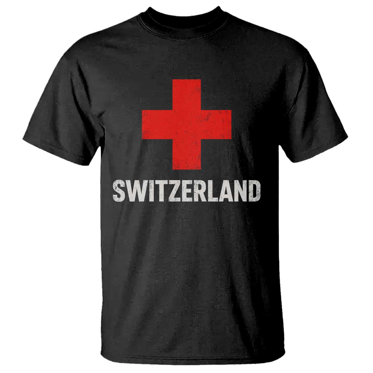 Vintage Retro Switzerland Fan T Shirt Swiss Cross Flag TS10 Black Print Your Wear