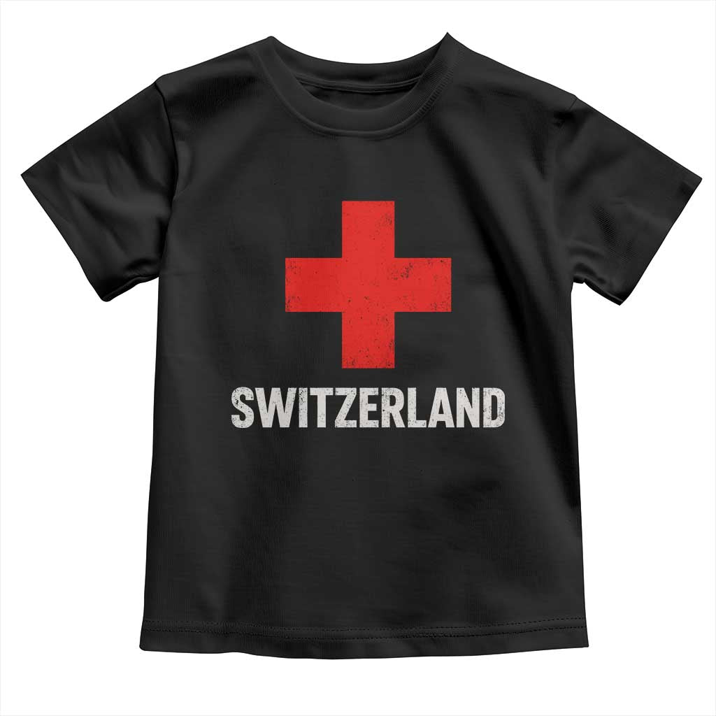 Vintage Retro Switzerland Fan Toddler T Shirt Swiss Cross Flag TS10 Black Print Your Wear