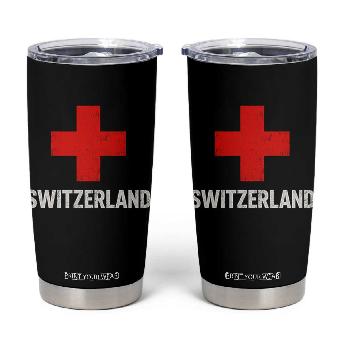 Vintage Retro Switzerland Fan Tumbler Cup Swiss Cross Flag TS10 Black Print Your Wear