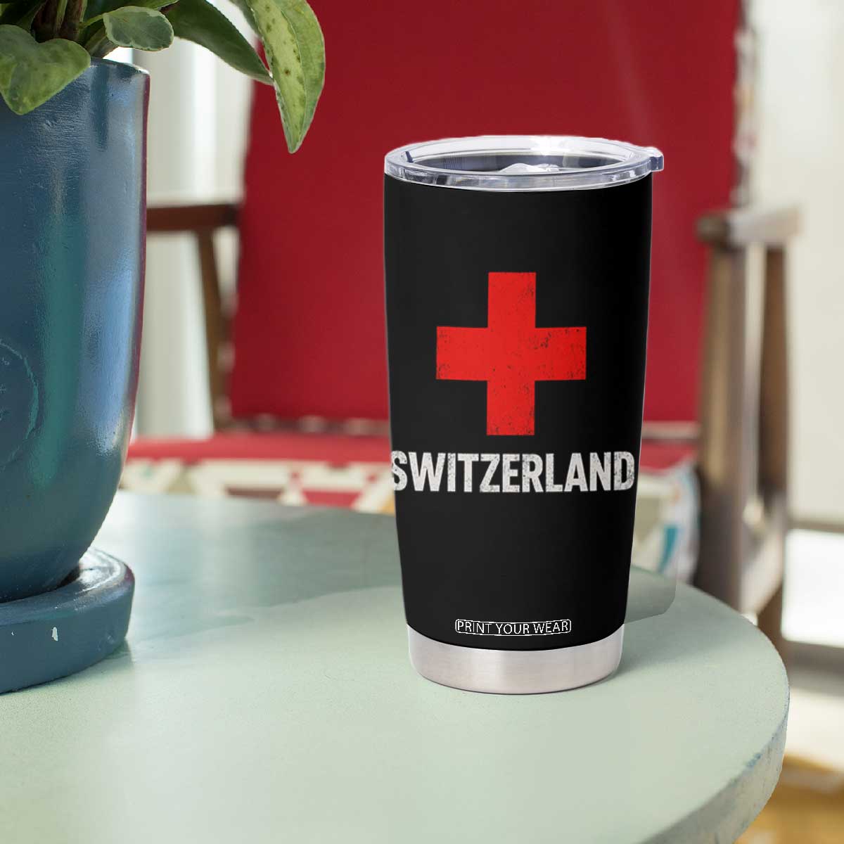 Vintage Retro Switzerland Fan Tumbler Cup Swiss Cross Flag TS10 Print Your Wear