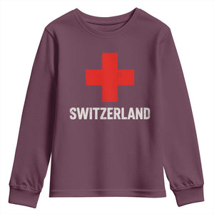 Vintage Retro Switzerland Fan Youth Sweatshirt Swiss Cross Flag