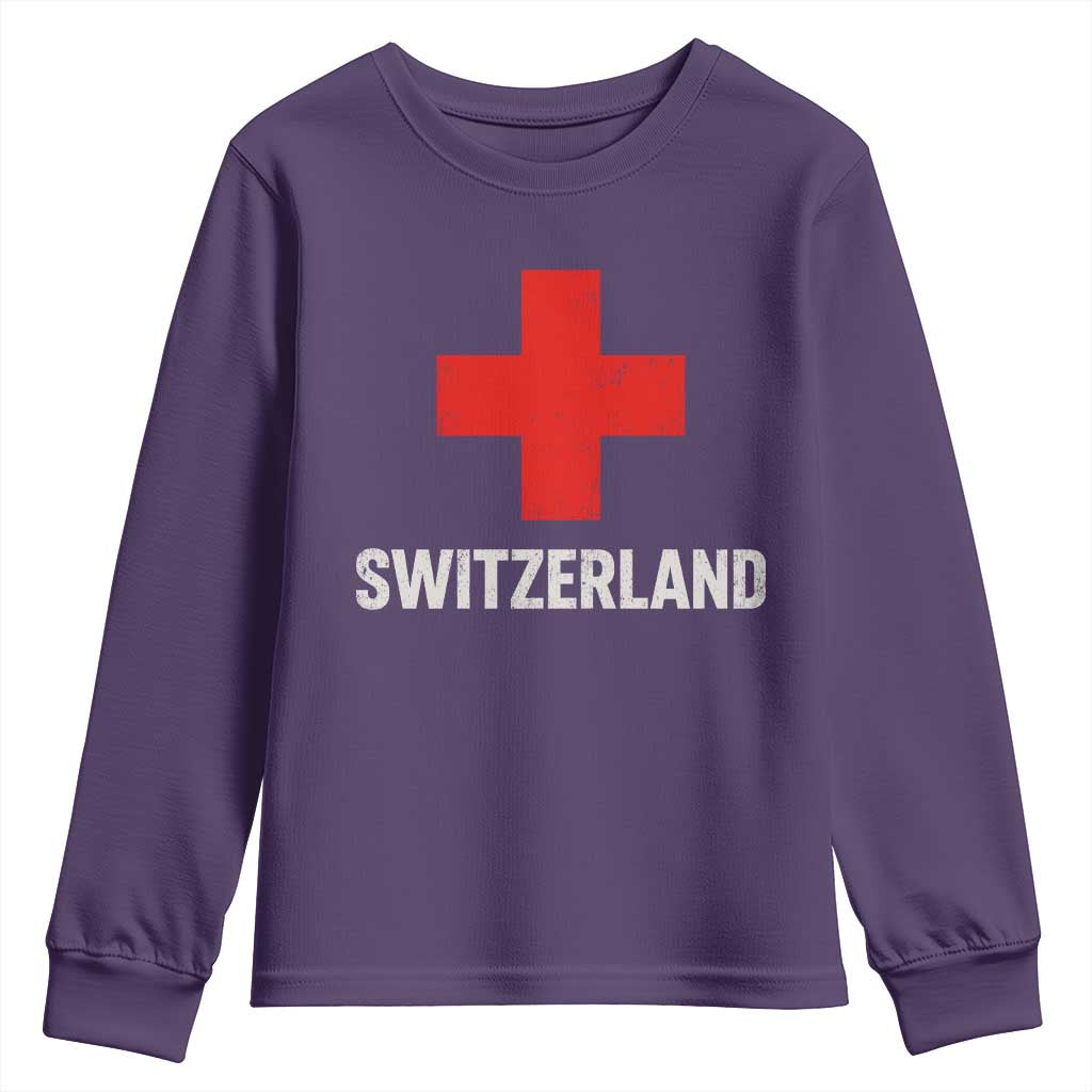 Vintage Retro Switzerland Fan Youth Sweatshirt Swiss Cross Flag