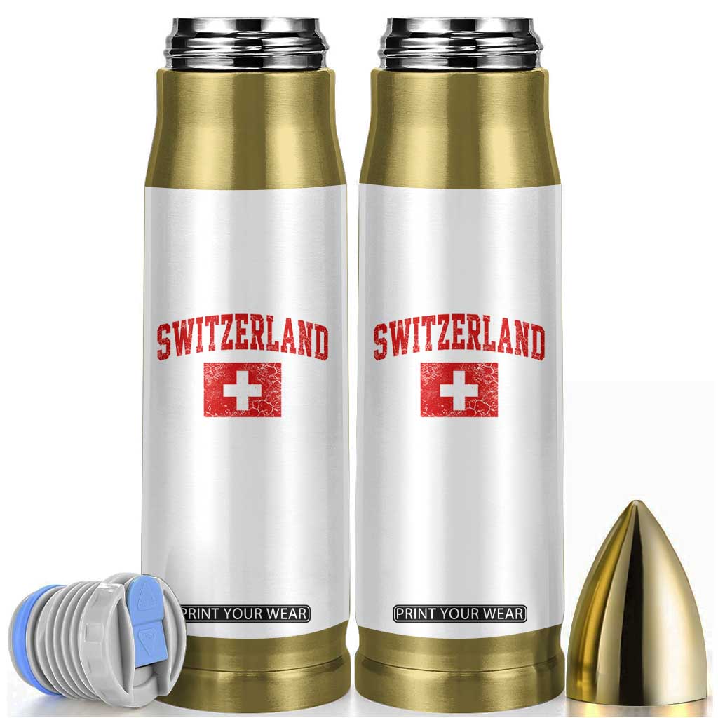 Switzerland Fan Bullet Tumbler Vintage Retro Swiss Cross Flag TS10 White Print Your Wear