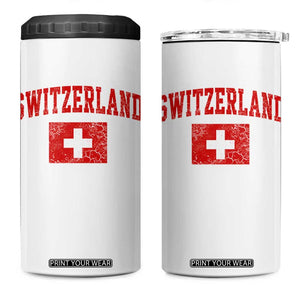 Switzerland Fan 4 in 1 Can Cooler Tumbler Vintage Retro Swiss Cross Flag TS10 One Size: 16 oz White Print Your Wear
