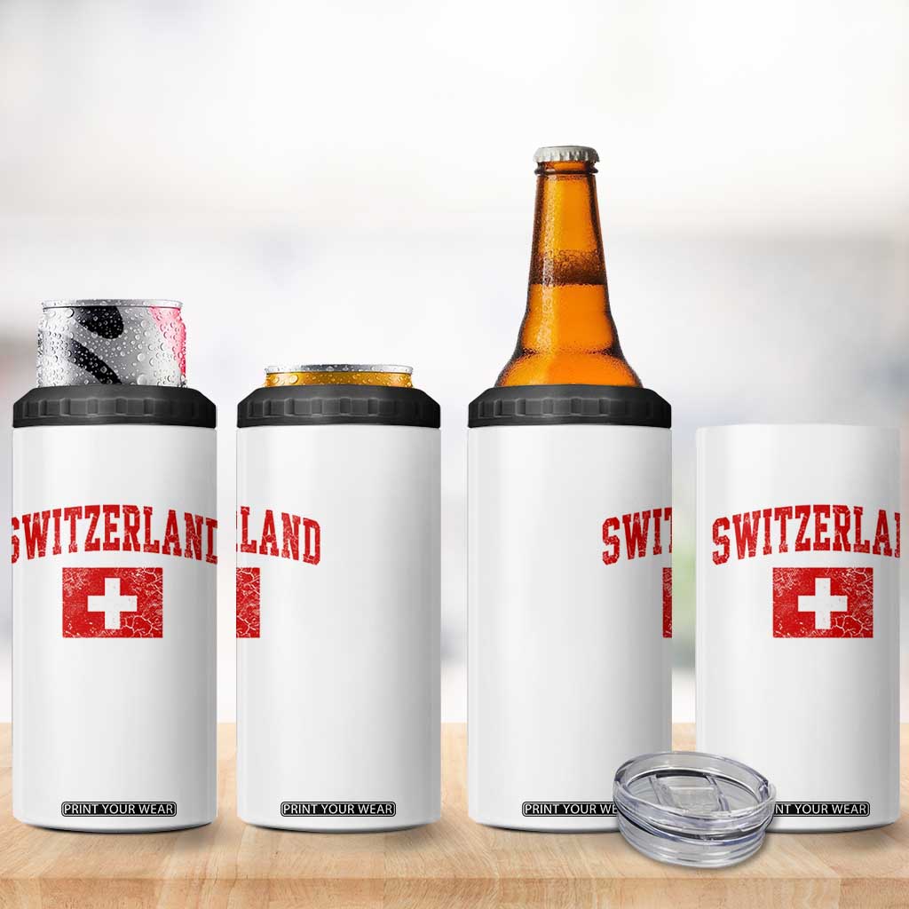 Switzerland Fan 4 in 1 Can Cooler Tumbler Vintage Retro Swiss Cross Flag TS10 Print Your Wear