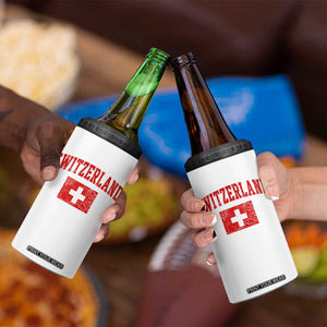 Switzerland Fan 4 in 1 Can Cooler Tumbler Vintage Retro Swiss Cross Flag TS10 Print Your Wear