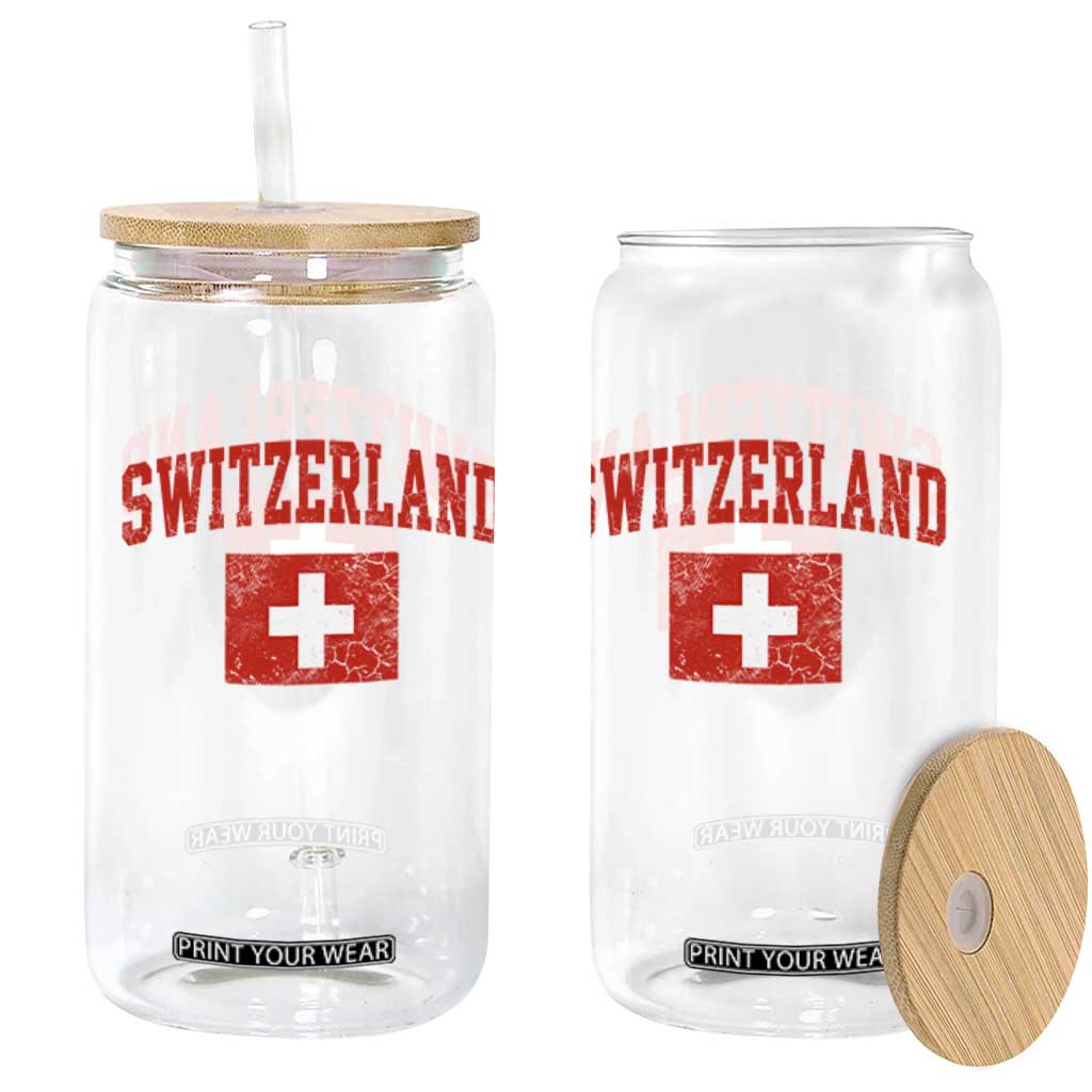 Switzerland Fan Glass Can Vintage Retro Swiss Cross Flag TS10 Print Your Wear