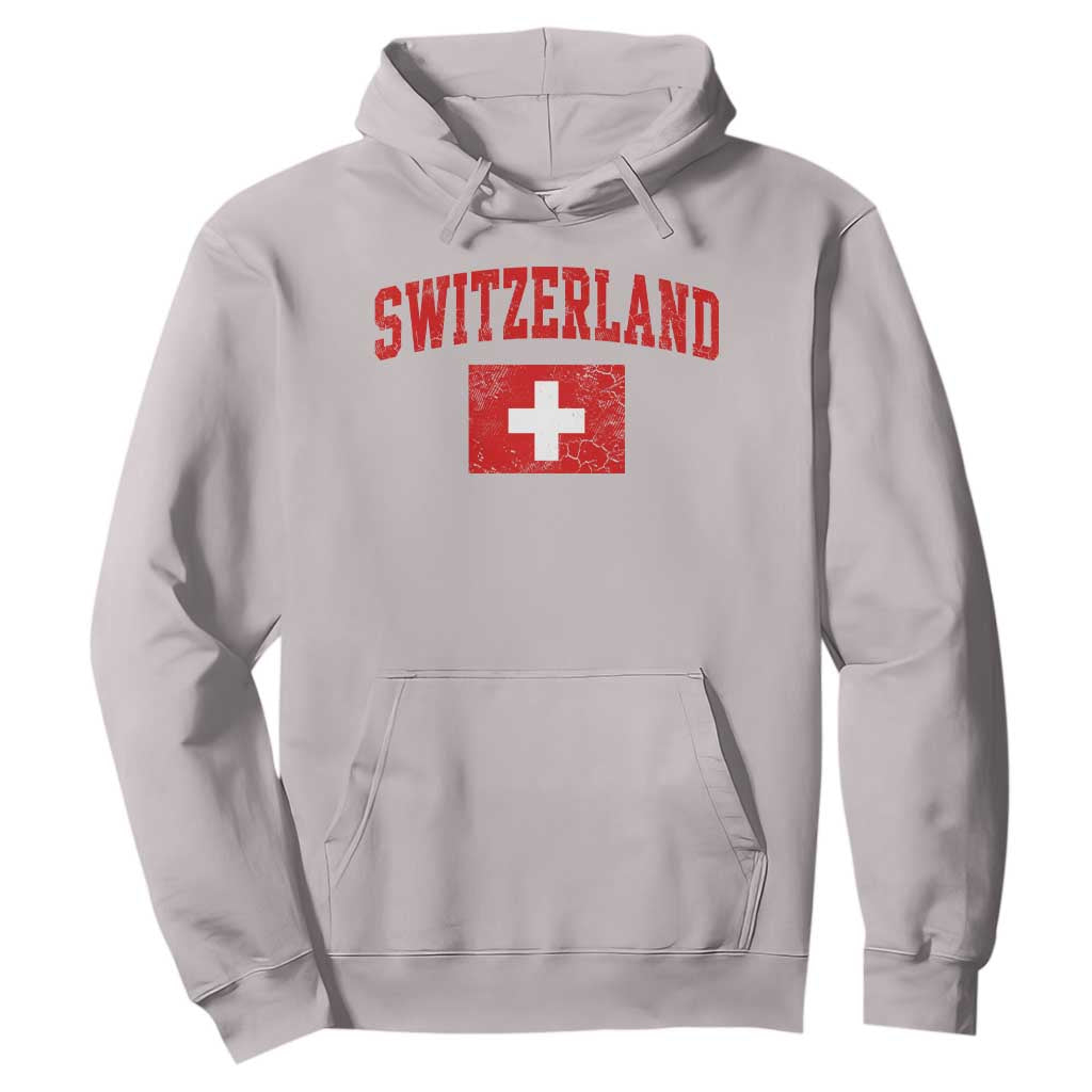 Switzerland Fan Hoodie Vintage Retro Swiss Cross Flag
