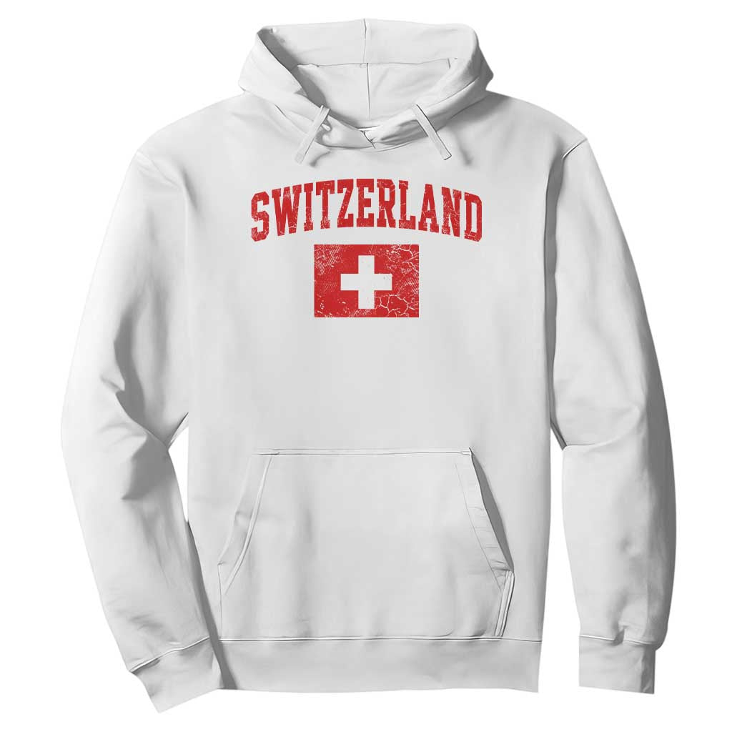 Switzerland Fan Hoodie Vintage Retro Swiss Cross Flag TS10 White Print Your Wear