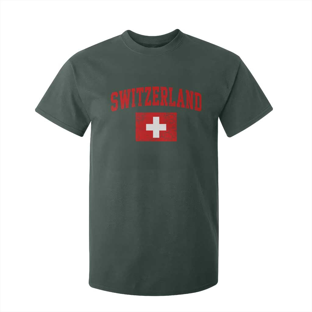 Switzerland Fan T Shirt For Kid Vintage Retro Swiss Cross Flag