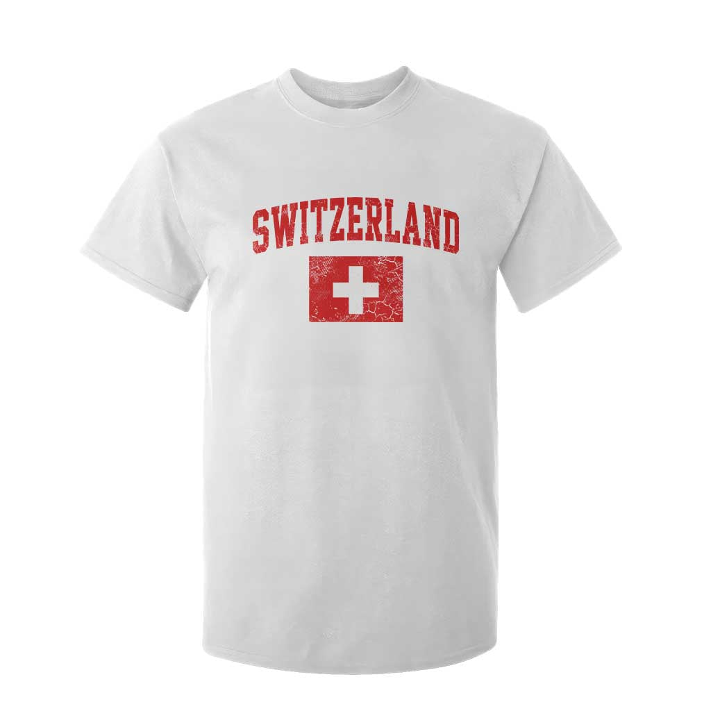 Switzerland Fan T Shirt For Kid Vintage Retro Swiss Cross Flag