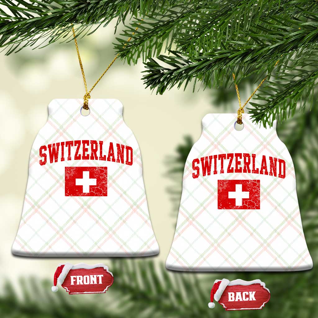 Switzerland Fan Ceramic Ornament Vintage Retro Swiss Cross Flag