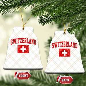 Switzerland Fan Ceramic Ornament Vintage Retro Swiss Cross Flag