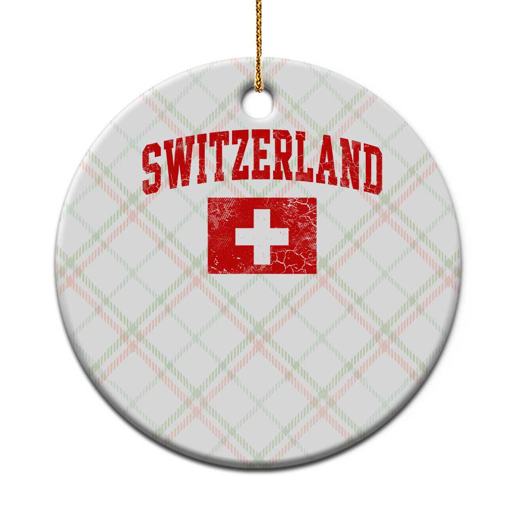 Switzerland Fan Ceramic Ornament Vintage Retro Swiss Cross Flag