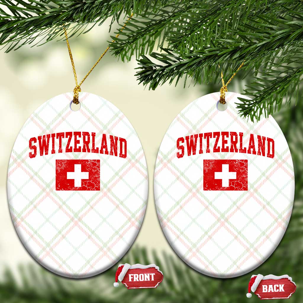 Switzerland Fan Ceramic Ornament Vintage Retro Swiss Cross Flag