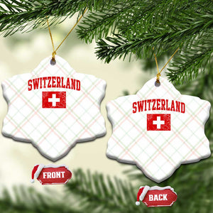 Switzerland Fan Ceramic Ornament Vintage Retro Swiss Cross Flag