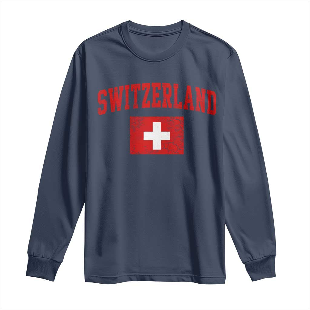 Switzerland Fan Long Sleeve Shirt Vintage Retro Swiss Cross Flag