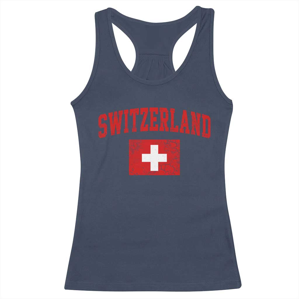 Switzerland Fan Racerback Tank Top Vintage Retro Swiss Cross Flag