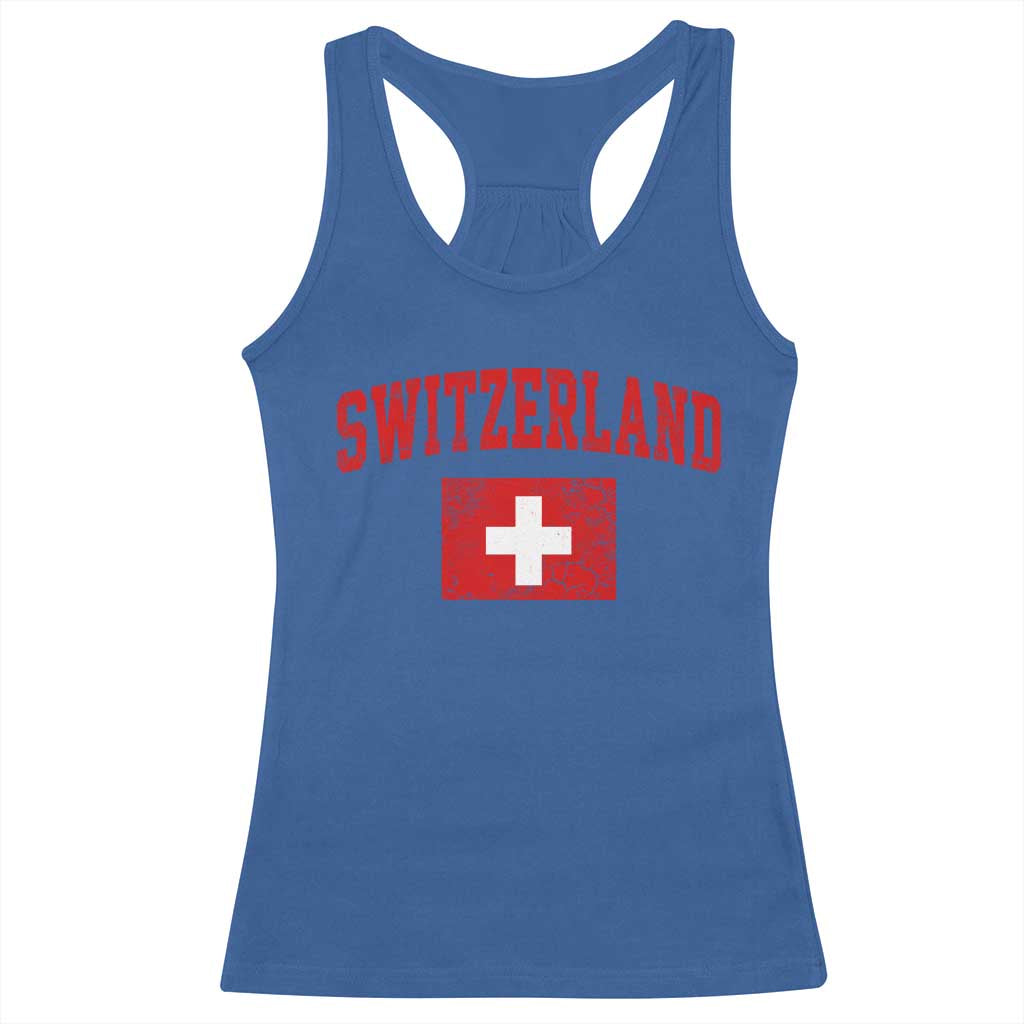 Switzerland Fan Racerback Tank Top Vintage Retro Swiss Cross Flag