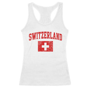 Switzerland Fan Racerback Tank Top Vintage Retro Swiss Cross Flag