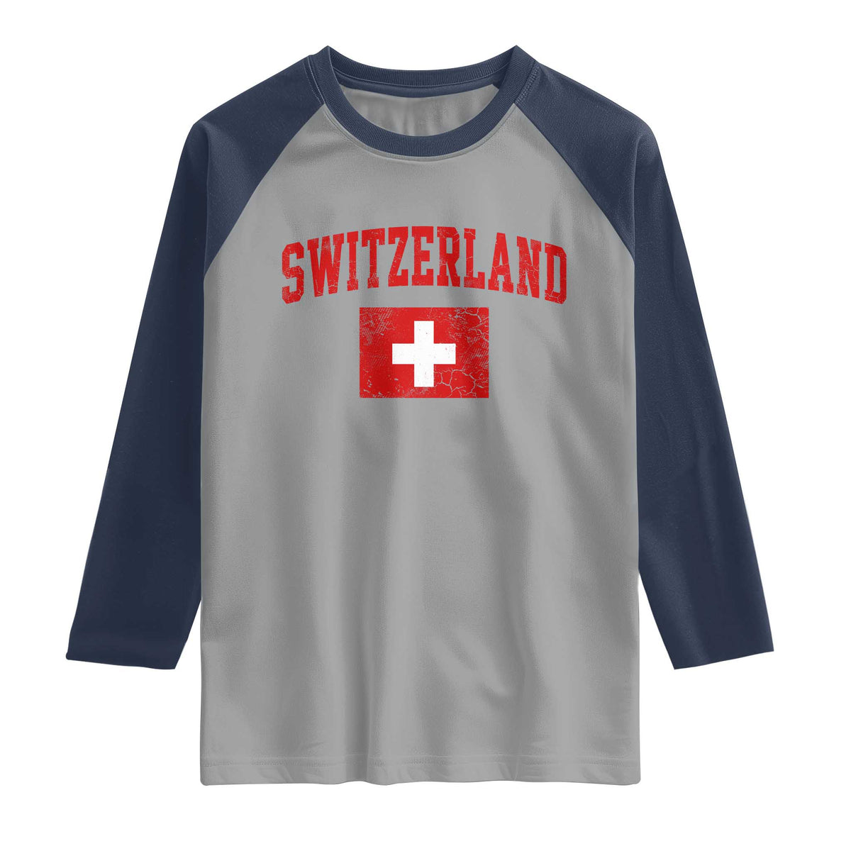 Switzerland Fan Raglan Shirt Vintage Retro Swiss Cross Flag