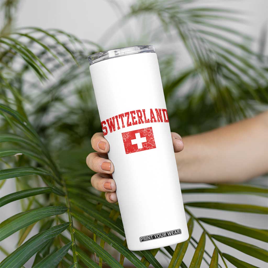 Switzerland Fan Skinny Tumbler Vintage Retro Swiss Cross Flag TS10 Print Your Wear