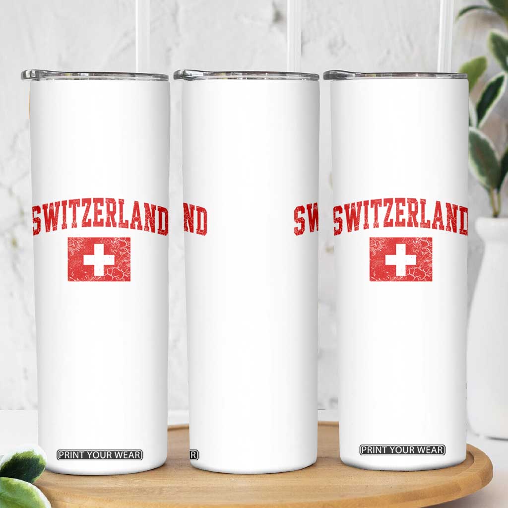 Switzerland Fan Skinny Tumbler Vintage Retro Swiss Cross Flag TS10 Print Your Wear