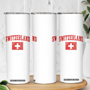 Switzerland Fan Skinny Tumbler Vintage Retro Swiss Cross Flag TS10 Print Your Wear